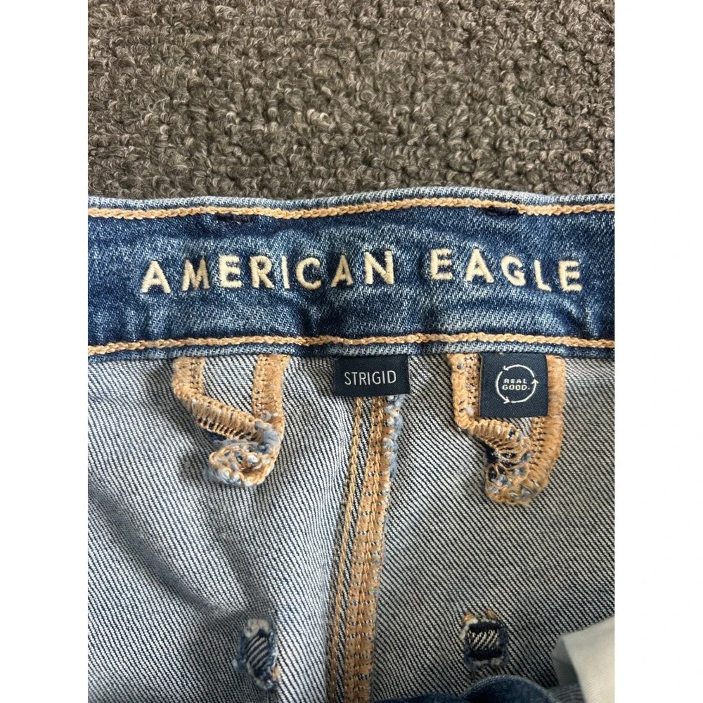 American Eagle Super High Rise Baggy Straight Carpenter Jeans Womens 4R Strigid‎